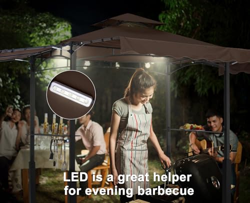 ABCCANOPY 8x5 Grill Gazebo - Outdoor BBQ Canopy Shelter with Led Light for Patio Backyard Grilling (Dark Gray)