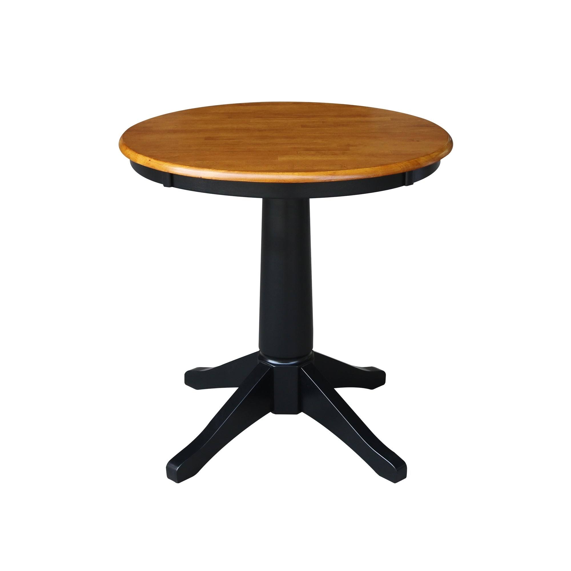 International Concepts 30x22 Round Top Pedestal Table with 2 Chairs, Espresso