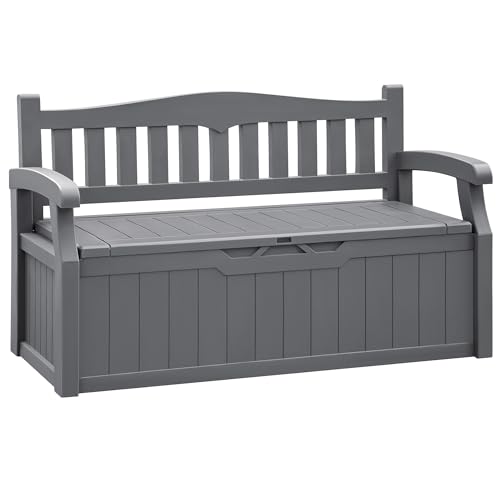 Flamaker 80 Gallon Storage Bench Outdoor Indoor, Durable All-Weather Seating with Hidden Storage, Lockable Deck Box for Garden, Patio