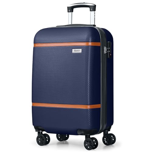 AnyZip Luggage ABS+PC Hardside Lightweight Suitcase with Spinner Wheels TSA Lock, Checked-Large 28-Inch, Cream