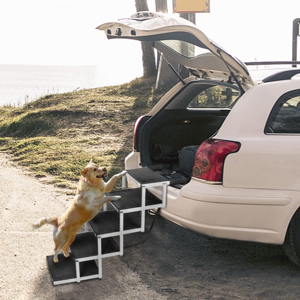 KELIXU Dog Stairs for Cars and SUV Large Dog Steps, Foldable Pet Stairs for High Beds, Trucks