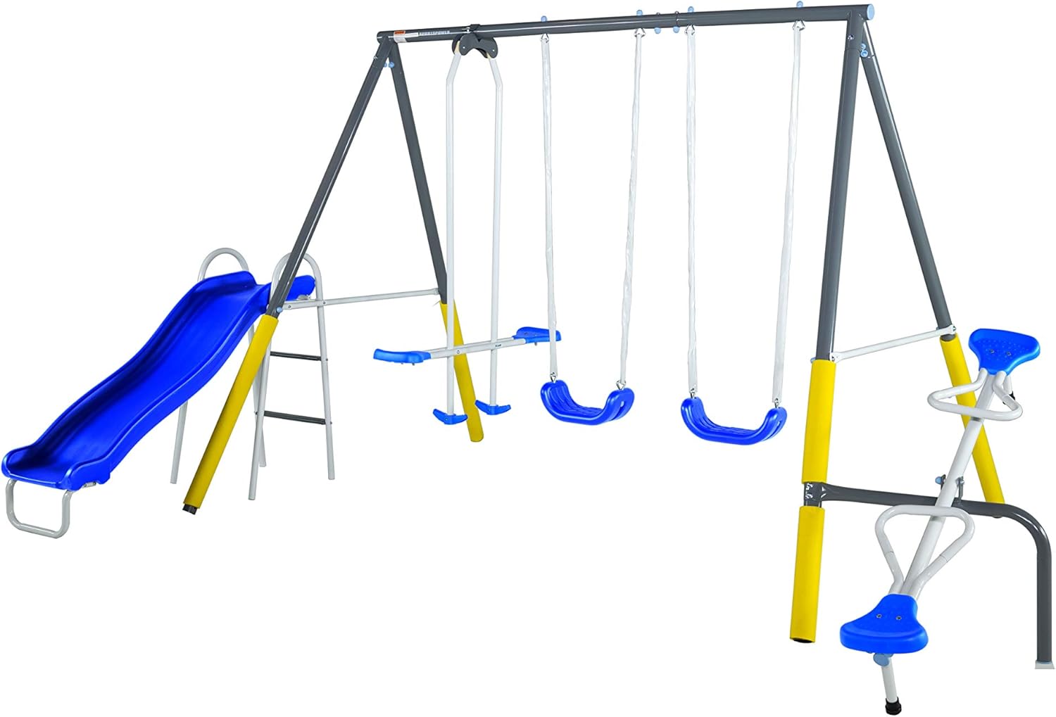 Sportspower Cambridge Outdoor Kids Swing Set with Slide, Blue/Yellow (MSC-4542)