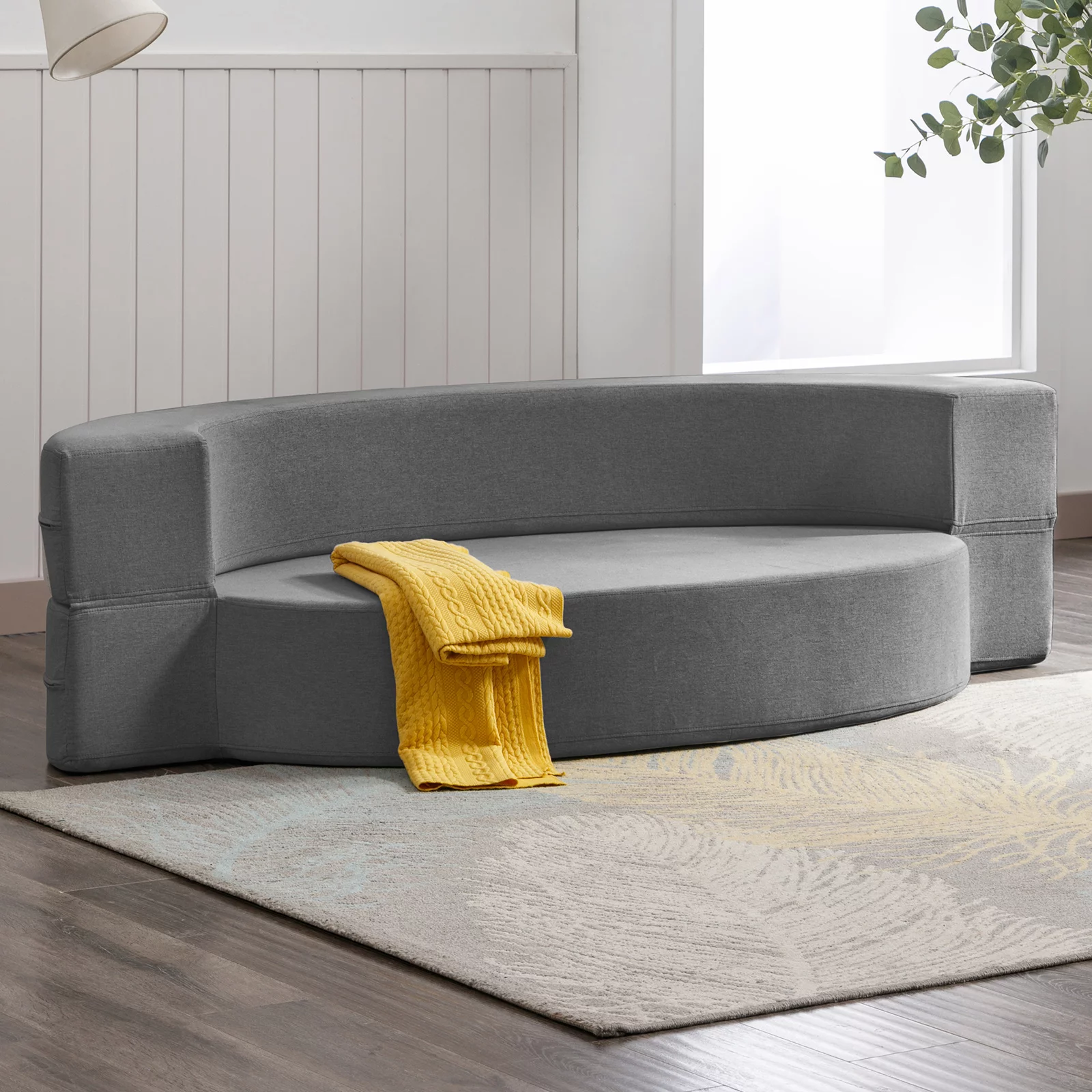 ZAFLY Folding Sofa Bed | Fold Out Futon Sleeper Chair Couch Guest Chaise Lounge | Floor Mattress | Modern Fold Down Sofa Couch with Linen Upholstery