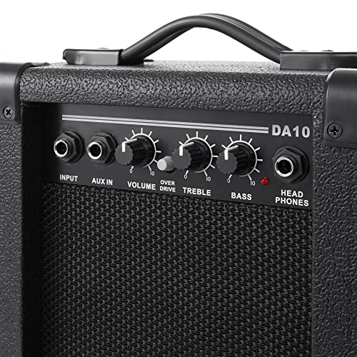 Davison Guitars Full Size Electric Guitar with 10-Watt Amp, Black - Right Handed Beginner Kit with Gig Bag and Accessories