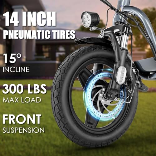 Caroma Peak 500W/800W/1200W Electric Scooter with Seat for Adults,up to 30 Miles&20MPH, 14" Fat Tire