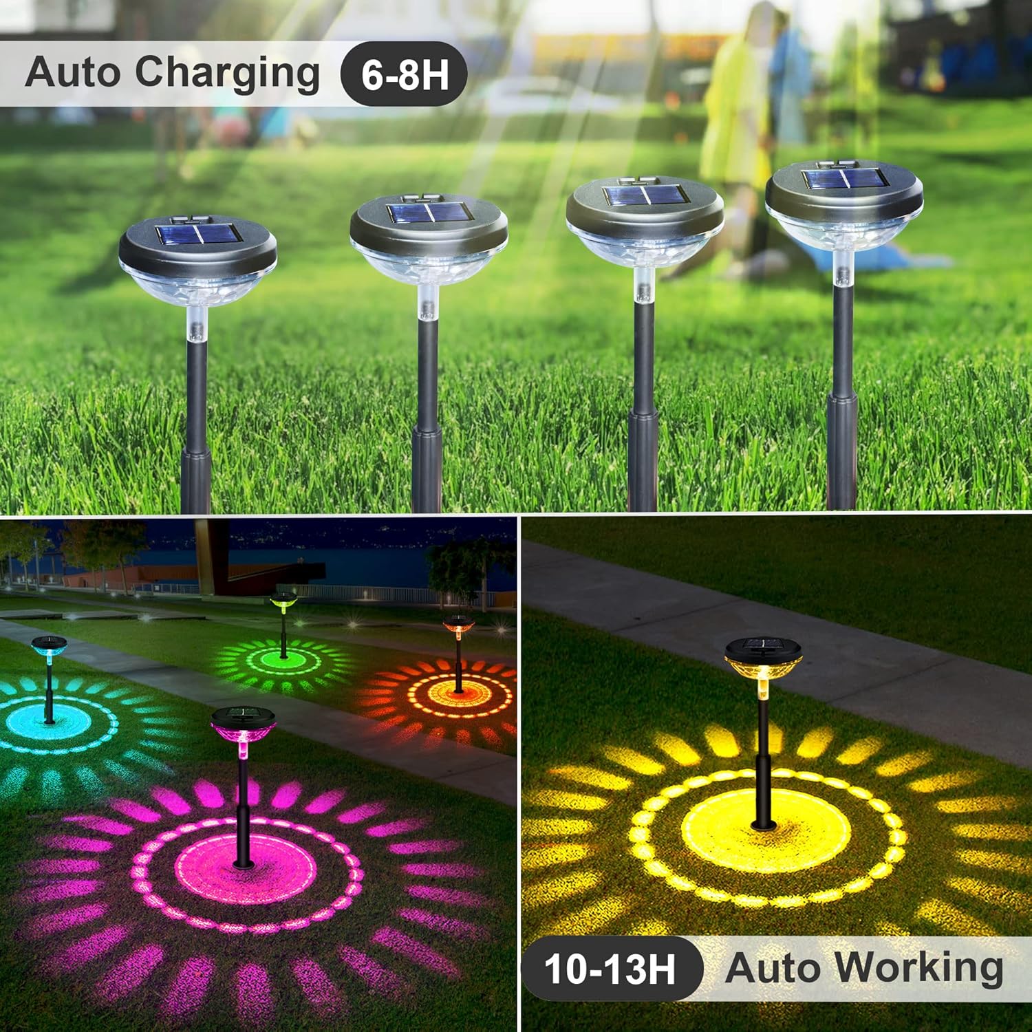 FEELIGHT Solar Pathway Lights, Garden Lights Solar Powered Waterproof IP67