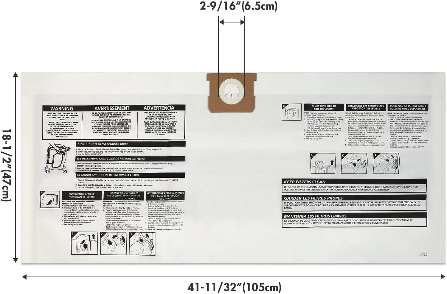 Shop-Vac 14 Gallon 6.5-Peak HP Wet/Dry Vacuum+90663 Disposable Filter Bags