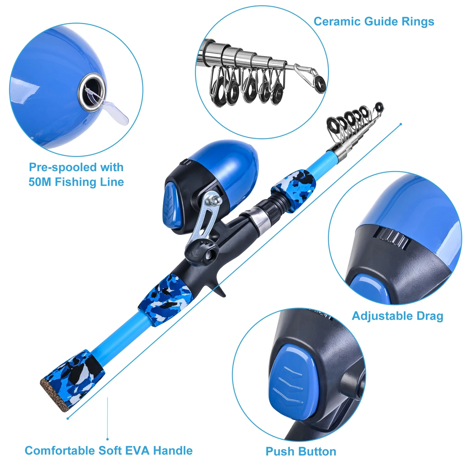 Tomshoo Fishing Kit for Kids Includes Rod, Reel, Stool, Landing Net, and Tackle Box Lightweight and Portable