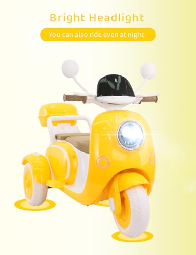 Kids Electric Motorcycle,3 Wheel Bike, Electric Scooter for 3 Year Old,3-Wheel 12V Ride On Scooter for Kids with Storage Compartments