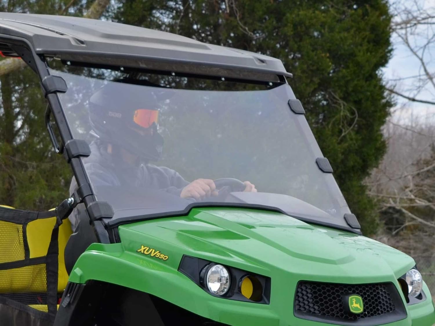 SuperATV Full Front Windshield for John Deere Gator XUV 550 / 560 / 560E / 590E / 590i / 590M (See Fitment) | 1/4 Polycarbonate | XR Optic Hard