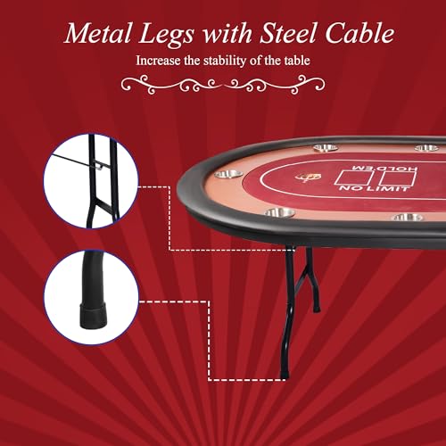 Premium 84" Poker Table Foldable with Chips Tray