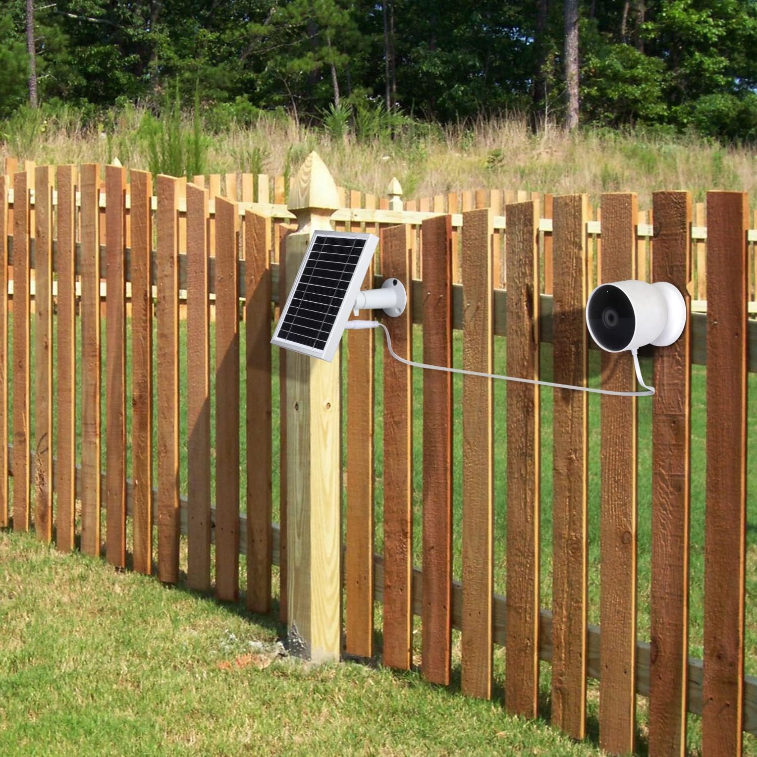 UYODM Solar Panel for Nest Camera (Battery),Keep Your Nest Camera INOUTCAMW 1080p Indoor/Outdoor Working- Silver