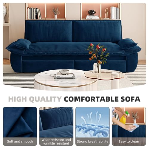 70.1" Futon Sofa Bed Queen Size, Pull Out Bed, 3-in-1 Convertible Sleeper Sofa with 2 Soft Pillows, Modern Velvet Futon Couch for Living Room