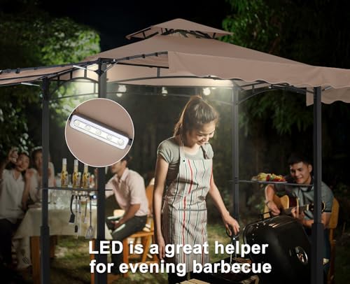 ABCCANOPY 8x5 Grill Gazebo - Outdoor BBQ Canopy Shelter with Led Light for Patio Backyard Grilling (Dark Gray)