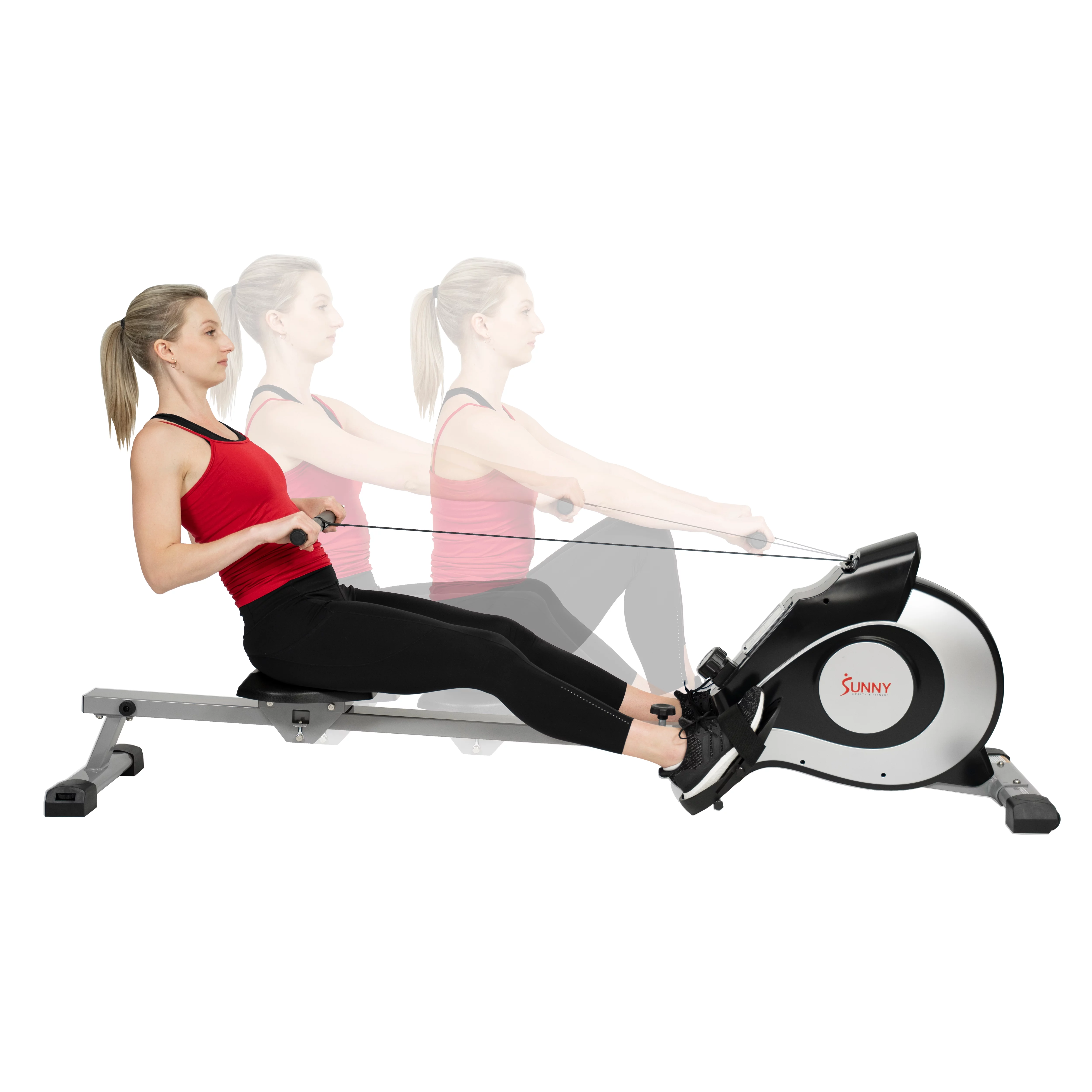 Sunny Health & Fitness Smart Magnetic Rowing Machine with Extended Slide Rail with Optional Exclusive SunnyFit® App Enhanced Bluetooth Connectivity
