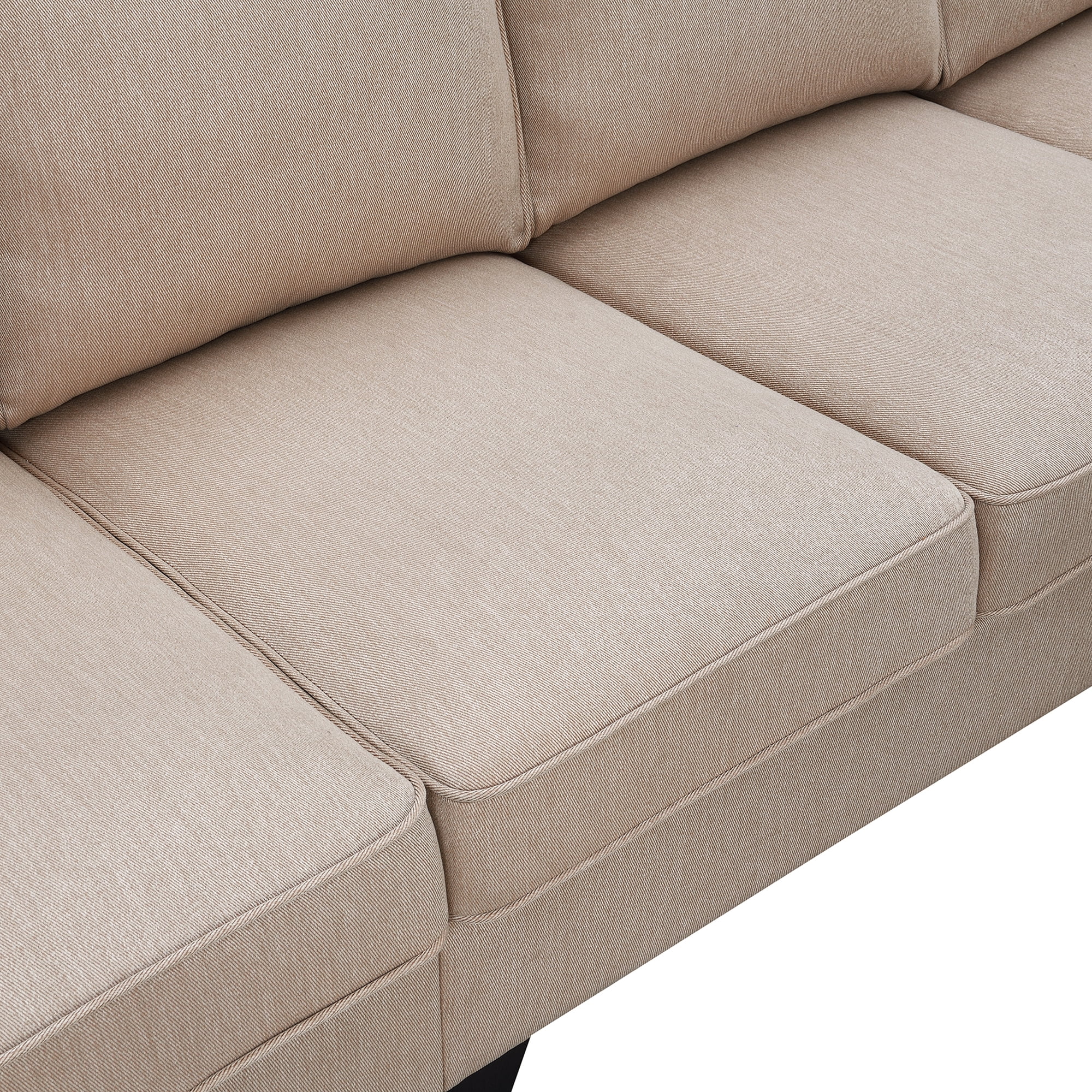Modern L Shaped Sectional Sofa, 7 Seater Linen Modular Couch with Chaise Lounge and Convertible Ottoman for Living Room Office - Radiant Selections