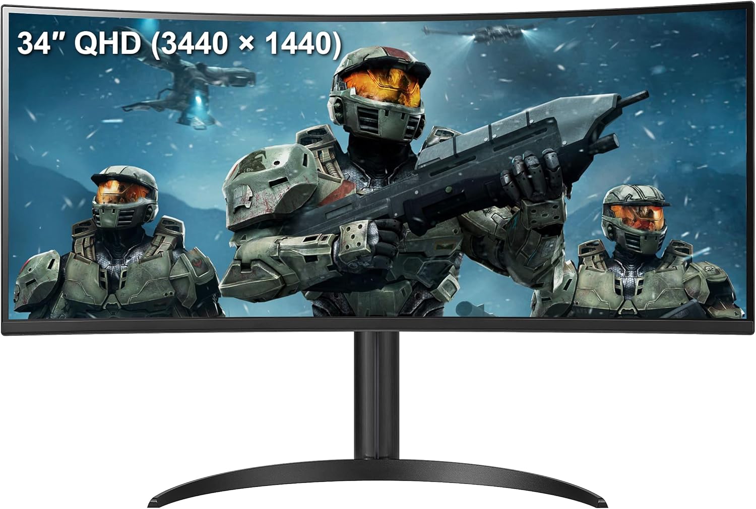 LG 34WP60C-B 34" 21:9 Curved UltraWide QHD (3440 x 1440) HDR 10 160Hz 1ms Gaming Monitor with Tilt Adjustable Stand, AMD FreeSync Premium