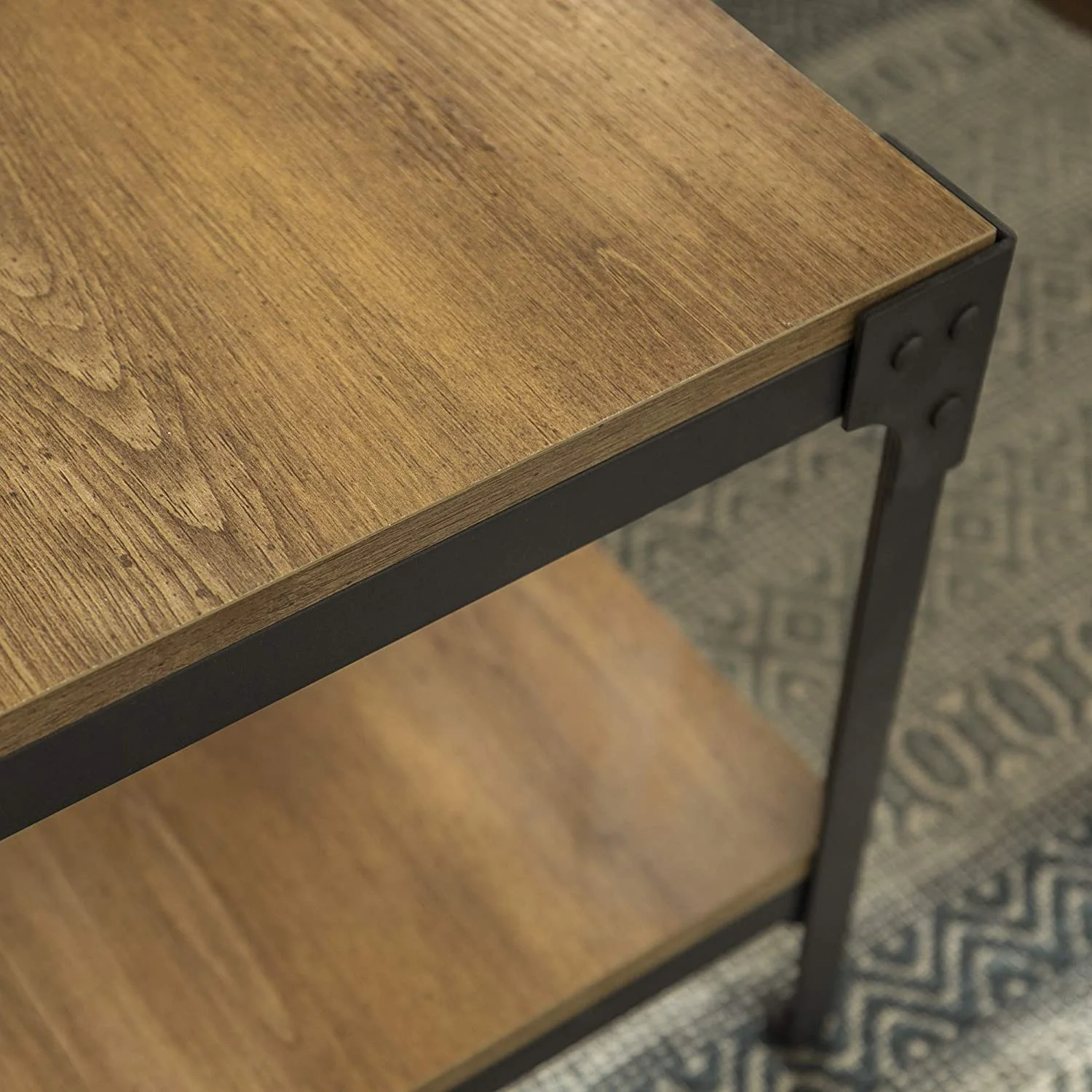 KHBIULIFE Declan Urban Industrial Angle Iron and Wood Coffee Table  46 Inch  Barnwood