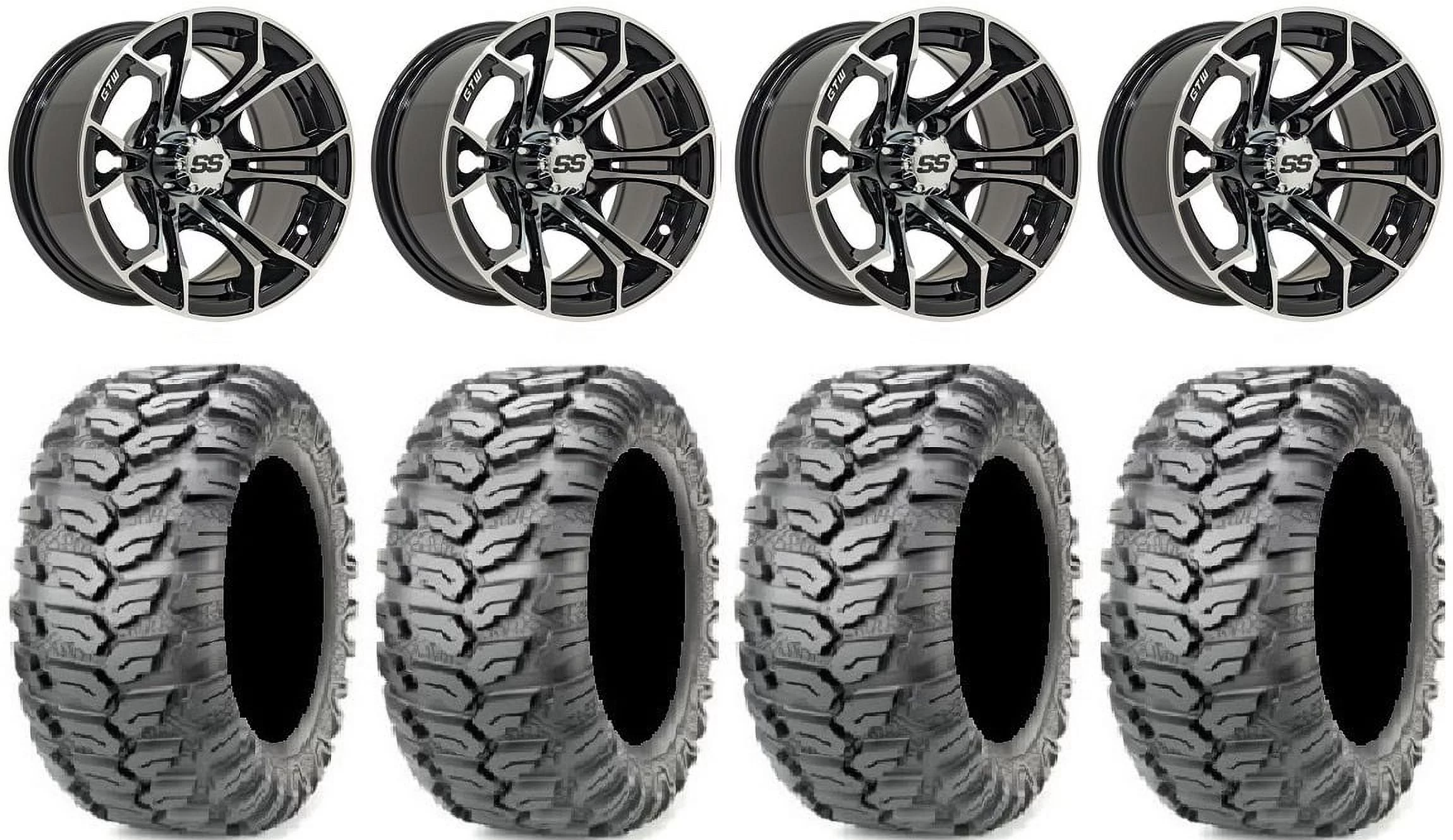 GTW Spyder 12" Golf Cart Wheels Machined 23" Ceros Tires Yamaha - Curated Treasures Market