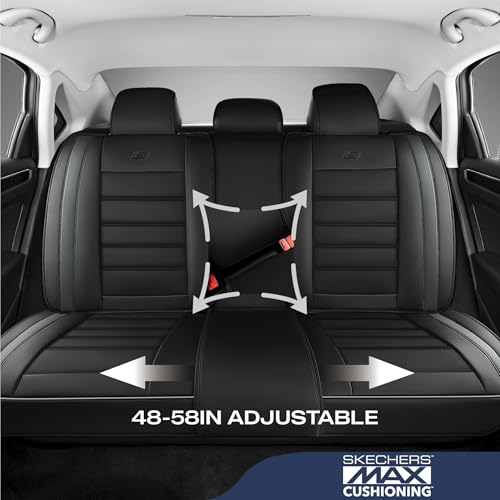 Skechers MAX Cushioning Seat Covers,Memory Foam Leather Car Seat Covers,Waterproof Car Seat Protector Front Seats