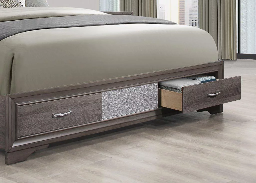 Seville Storage Queen Bedroom Set 5Pcs Weathered Grey Global Furniture Modern