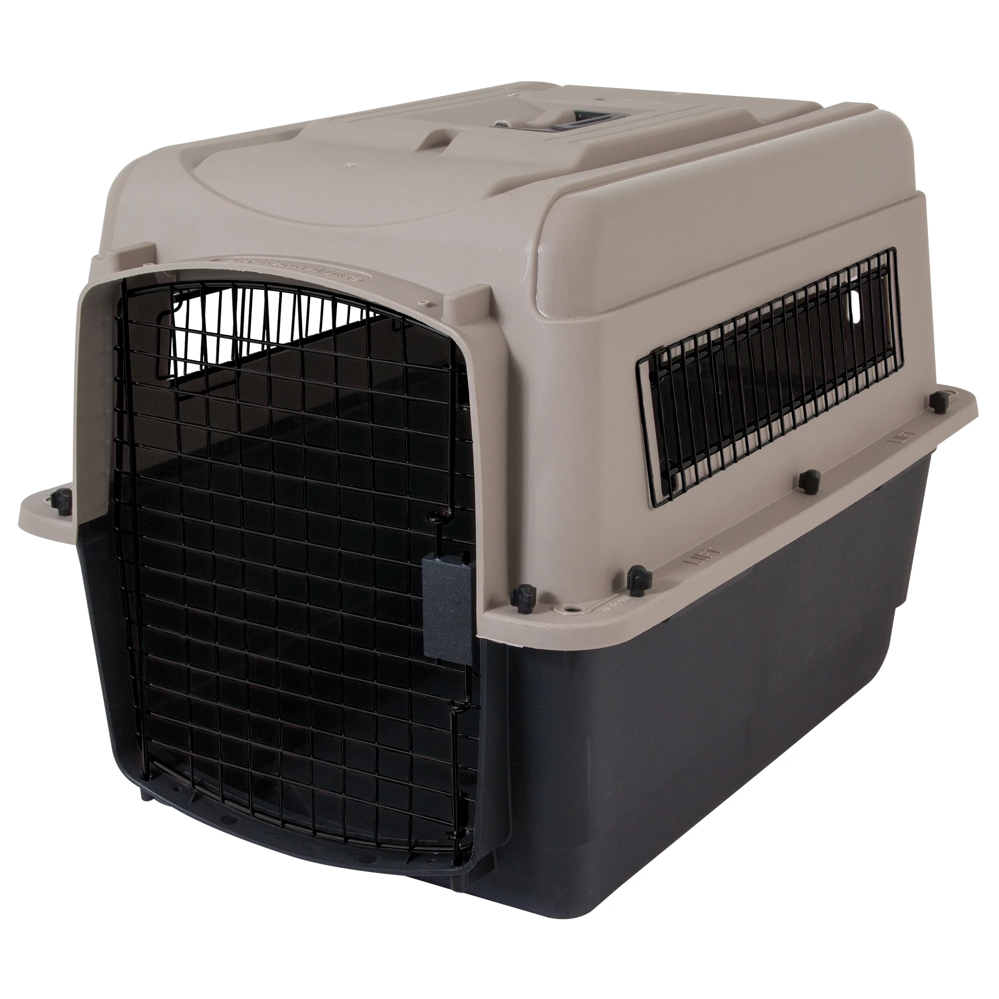 Petmate® Ultra Vari Plastic Travel Dog Kennel 28" for Small to Medium Pets 25-30 lbs, Taupe/Black