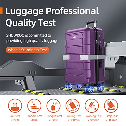 SHOWKOO Luggage Sets Expandable PC+ABS Durable Suitcase Double Wheels TSA Lock Black