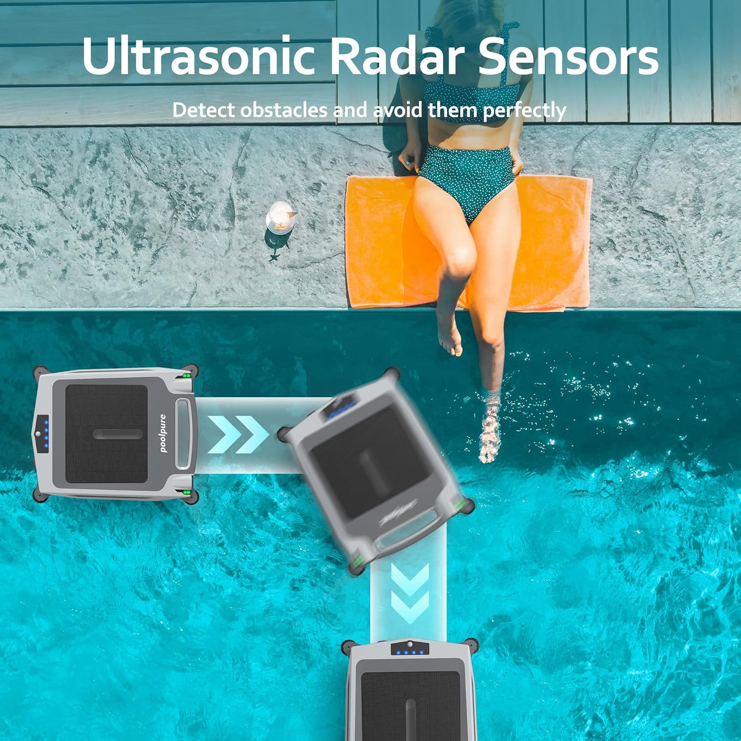 POOLPURE Pool Skimmer Robot, Solar/Battery Dual Powered Robotic Pool Skimmer