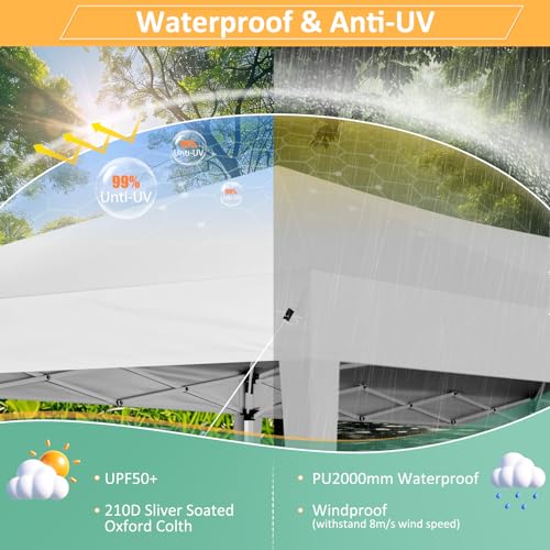 COBIZI 10x10 Pop up Canopy Tent Protable Canopy Tent with 4 Sidewalls Waterproof Commercial Instant Shelter for Parties, Wedding