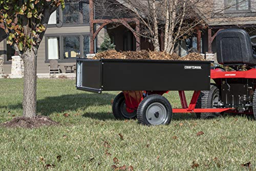 CRAFTSMAN, CMXGZBF7124355, 750-lb Capacity Steel Tow Behind Dump Cart, 12 Cubic Feet Capacity, Removable Tailgate - Garden Utility Trailer