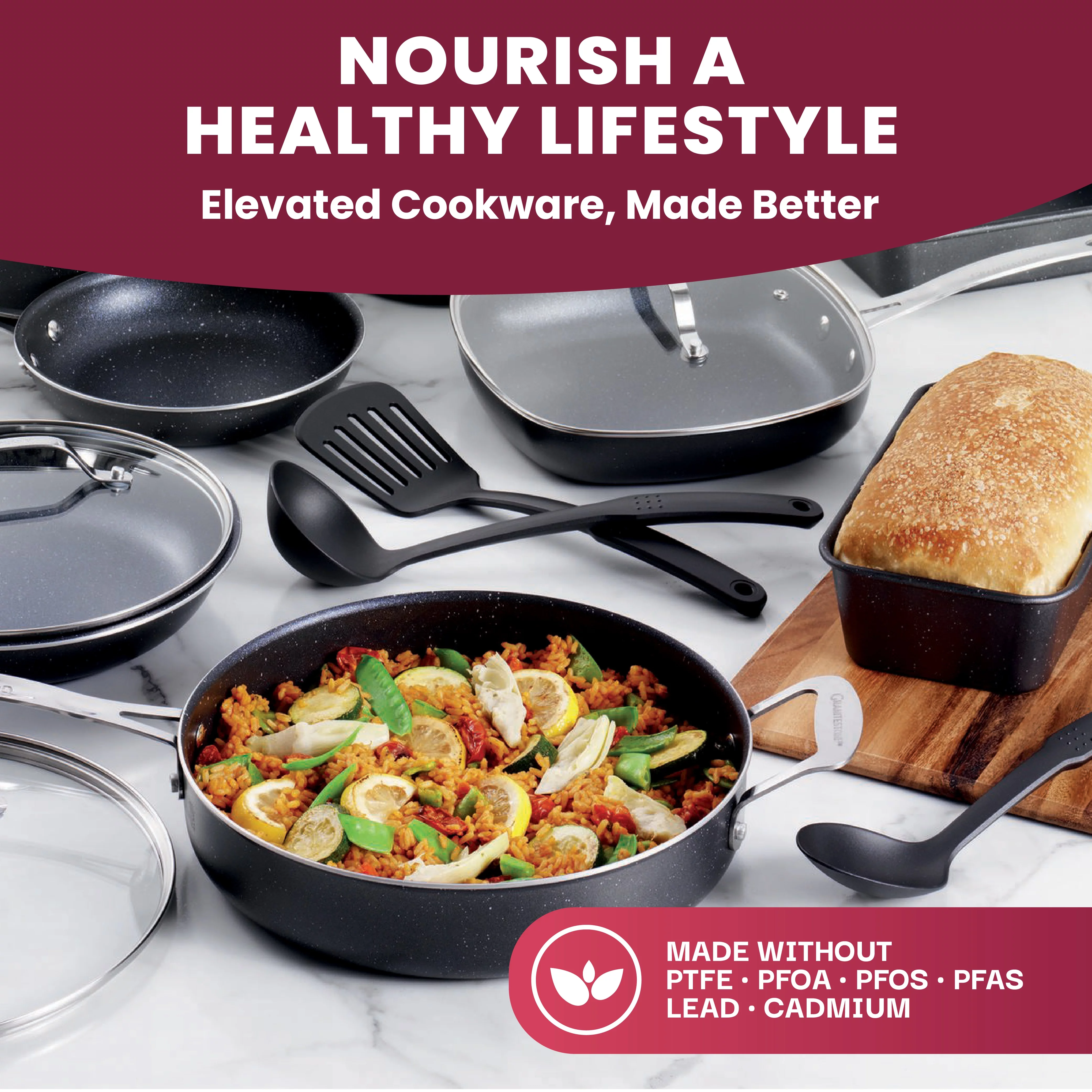 Granite Stone Pots and Pans Set Nonstick Cookware Bakeware Set Dishwasher Oven Safe Black 20 Pcs