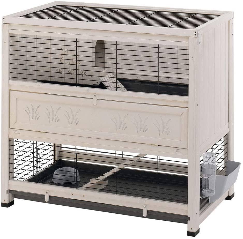 Ferplast Fis Wooden Cottage Beaker, Rabbit Cage, Two Spacious Floors, Accessories Included