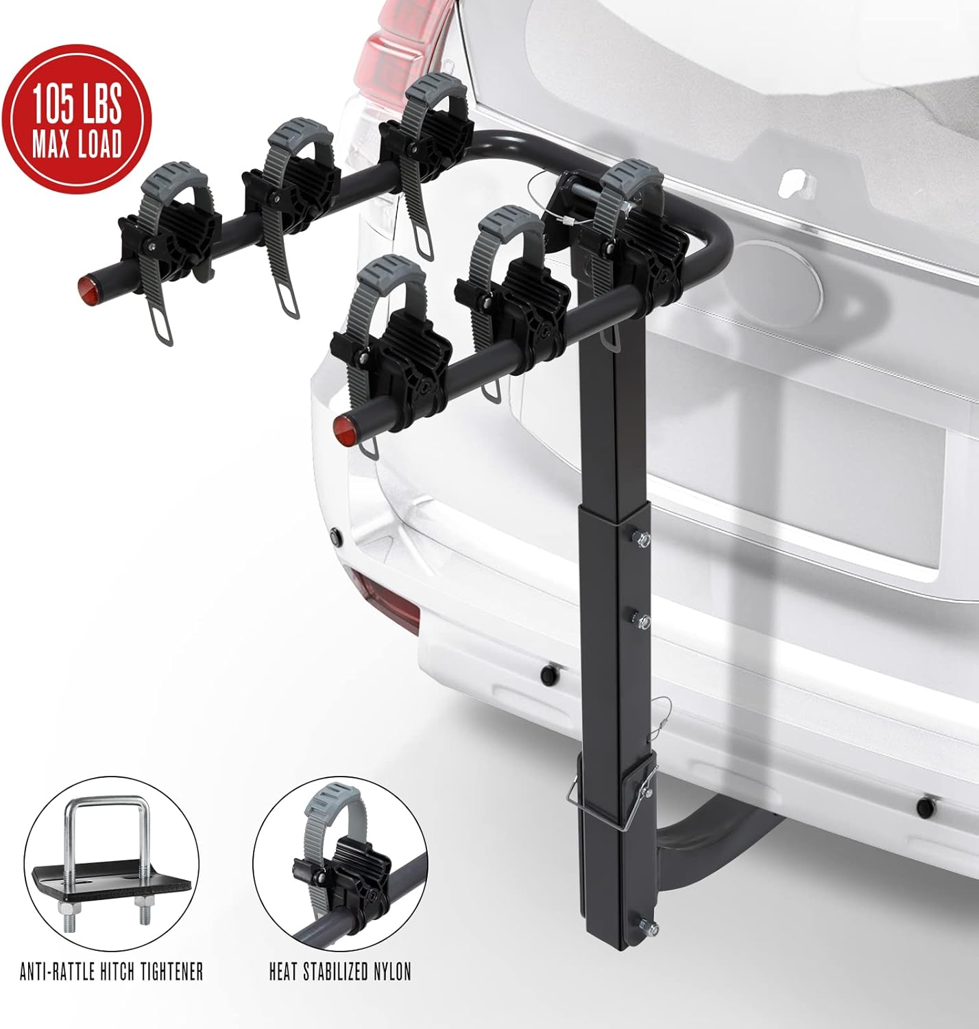 LITE-WAY 2-Bike Bicycle Hitch Mount Carrier Rack - Heavy Duty Bicycle Carrier Fit Most Sedans, Hatchbacks, Minivans, SUV (2 Inch Receiver)