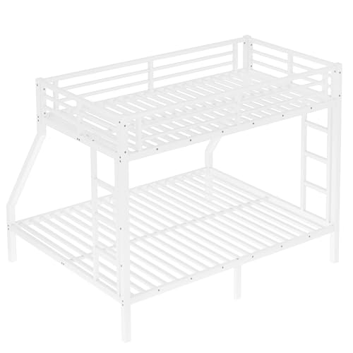 Heavy Duty Bunk Bed Frame with Ladder, Twin XL Over Twin XL Bunk Beds with Safety Guardrails, Adults Bunk Beds with Noise-Reducing Rubber Stoppers