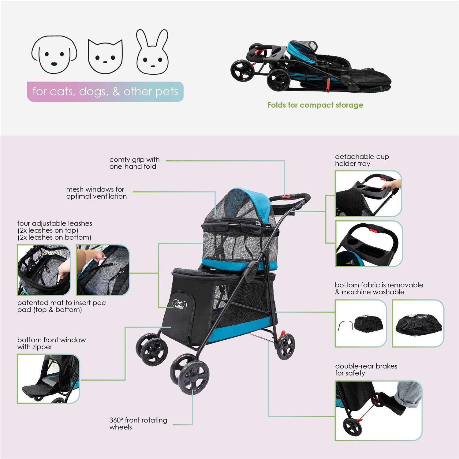 Petique Double Decker Pet Stroller - Pet Supplies online store