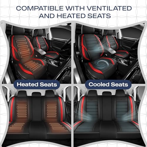 Skechers MAX Cushioning Seat Covers,Memory Foam Leather Car Seat Covers,Waterproof Car Seat Protector Front Seats