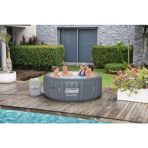 Bestway Coleman Palm Springs 4 to 6 Person EnergySense Smart AirJet Plus Inflatable Hot Tub Outdoor Spa with 140 AirJets and Insulated Cover