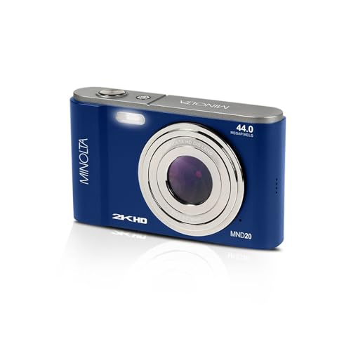 Minolta MND20 44MP Digital Camera &ndash; 2.7K Ultra HD Video, 16X Digital Zoom, Anti-Shake Stabilization, Time Lapse, Face Detection