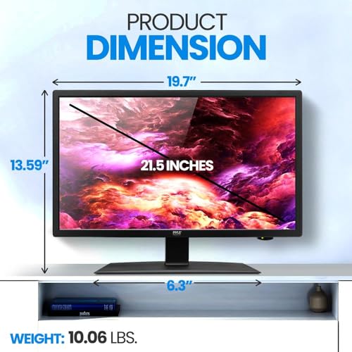 Pyle Slim Flat Screen Monitor FHD Small TV w/HDMI - Smart Home Appliances