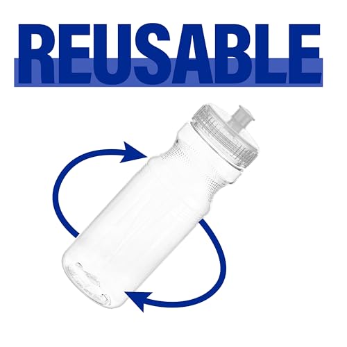 Bulk Water Bottles 100 Pack - 24 Ounce Reusable water bottles Bulk - BPA-Free Easy Open Spin off Cap - Clear Water Bottles for Kids and Adults