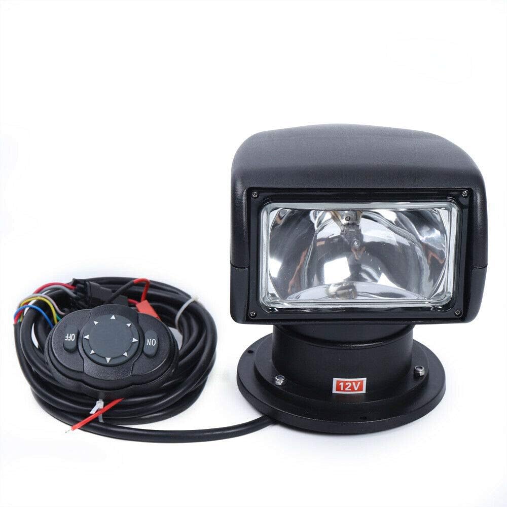 Meiney Search Light White/Black 100W Bulb Remote Control Spotlight for Boat Truck Car Marine Spotlight 2500LM 12V+RC (Black)