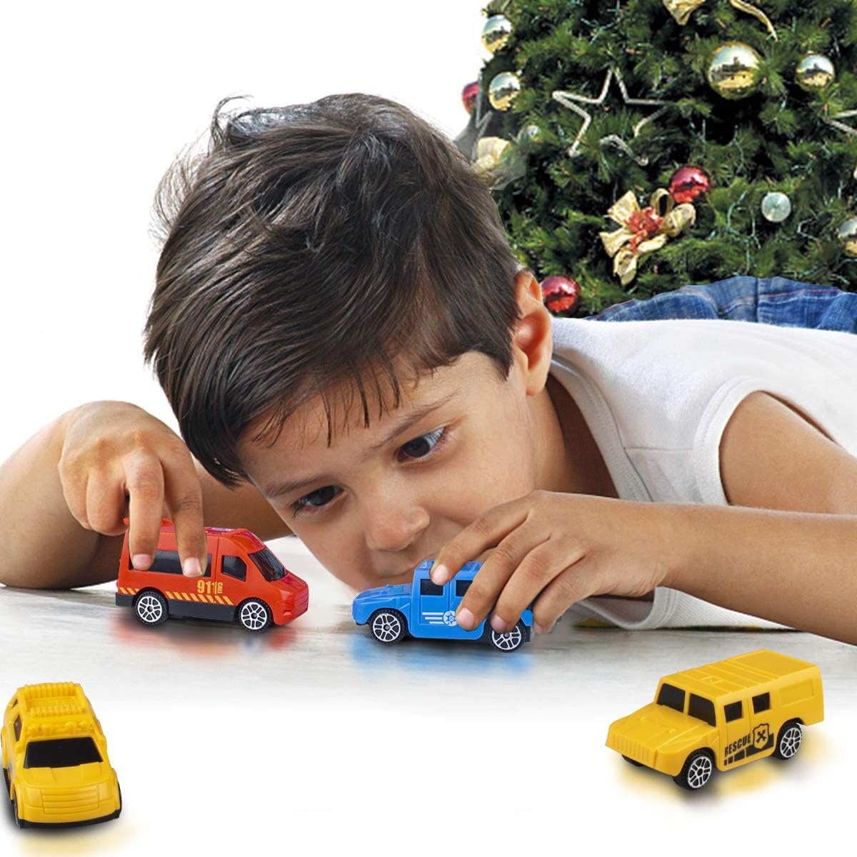 UNIH Kids Toy Car Garage, Toy Car Garage for Toddlers, 4 Level Parking Lot Toys with Ramp Elevator and 6 Car Toy Set, Car Ramp Toy for Boys