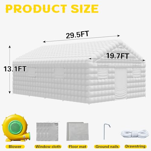 EROMMY 20x16.5x12 FT Large Black Inflatable Nightclub, Blow Up Party Tent Portable with 950W Blower