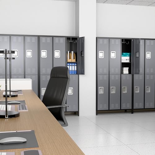 6 Door Metal Storage Locker 18 Hooks,Metal Locker for Employees with Lock for School Garage Office Gym Bedroom,Assembly Required