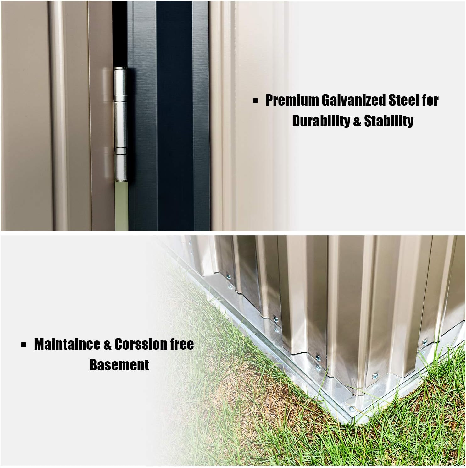 Catrimown Backyard 6x4 Storage Sheds, Galvanized Steel Outdoor Storage Shed with Air Vent and Lockable Door