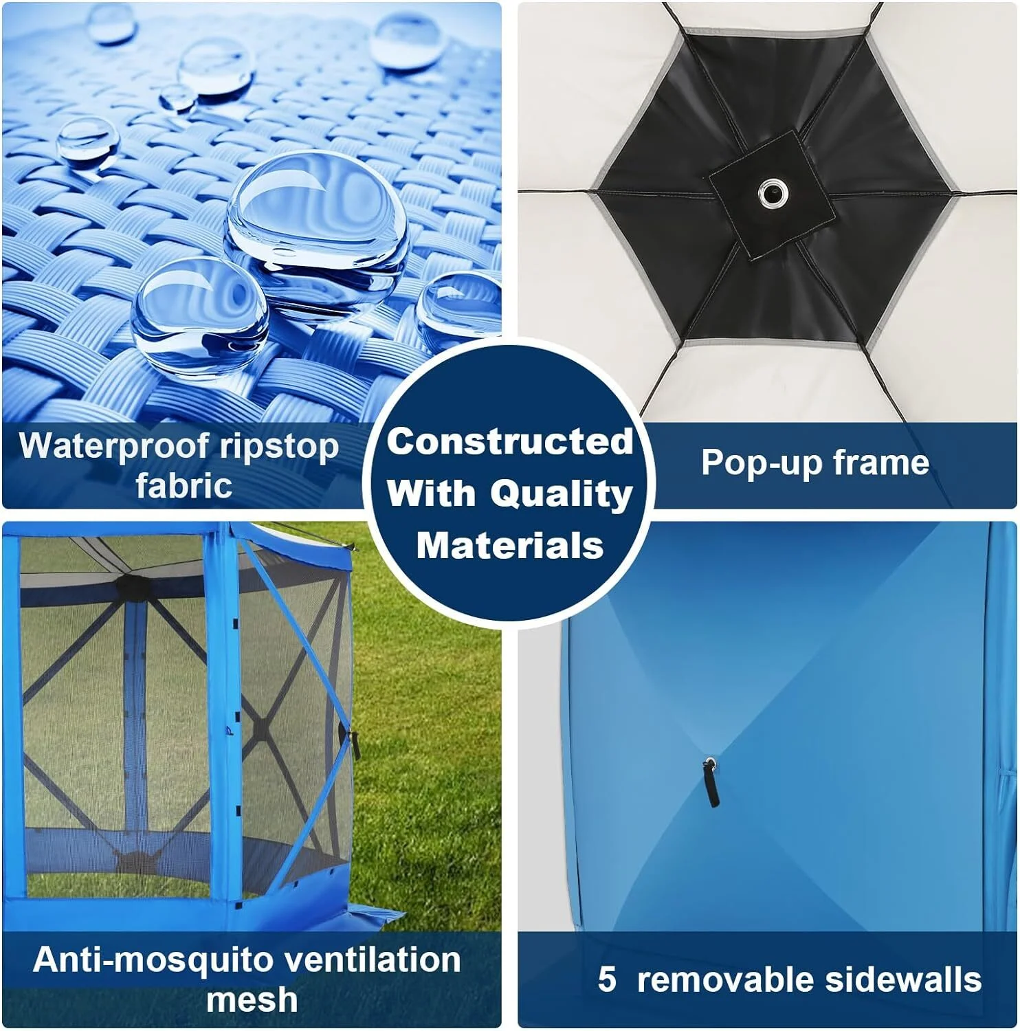COBIZI 12x12 Pop-up Gazebo Starry Sky Screen Canopy Tent Screen House with 5 sidewalls and Mosquito Nettings for Camping