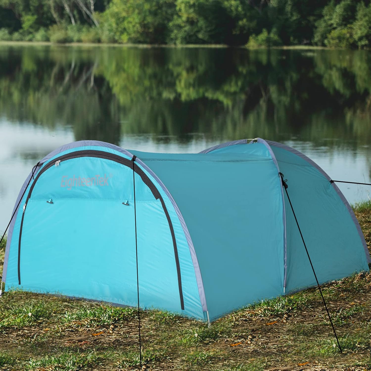 EighteenTek Truck Tent Bed Pickup Camping 2 Person Camper Shell Pop Up Automatic Setup Waterproof PU2000mm Double Layer Rainfly Adjustable 5 5.5 6