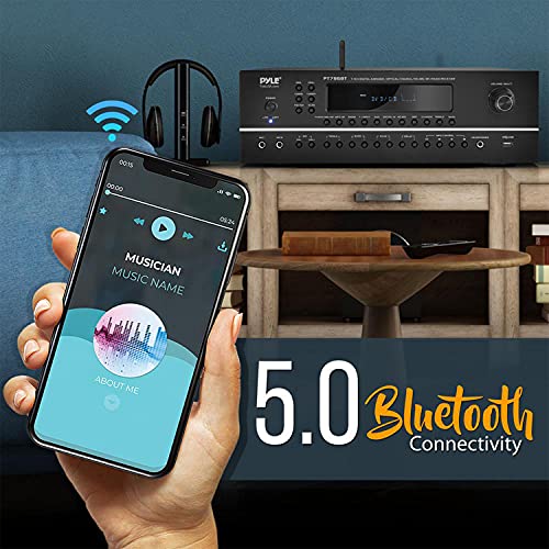Pyle 2000W 7.1-Channel Hi-Fi Bluetooth 5.0 Stereo Amplifier - AV Home Theater Receiver with Radio - USB - RCA - HDMI - MIC IN