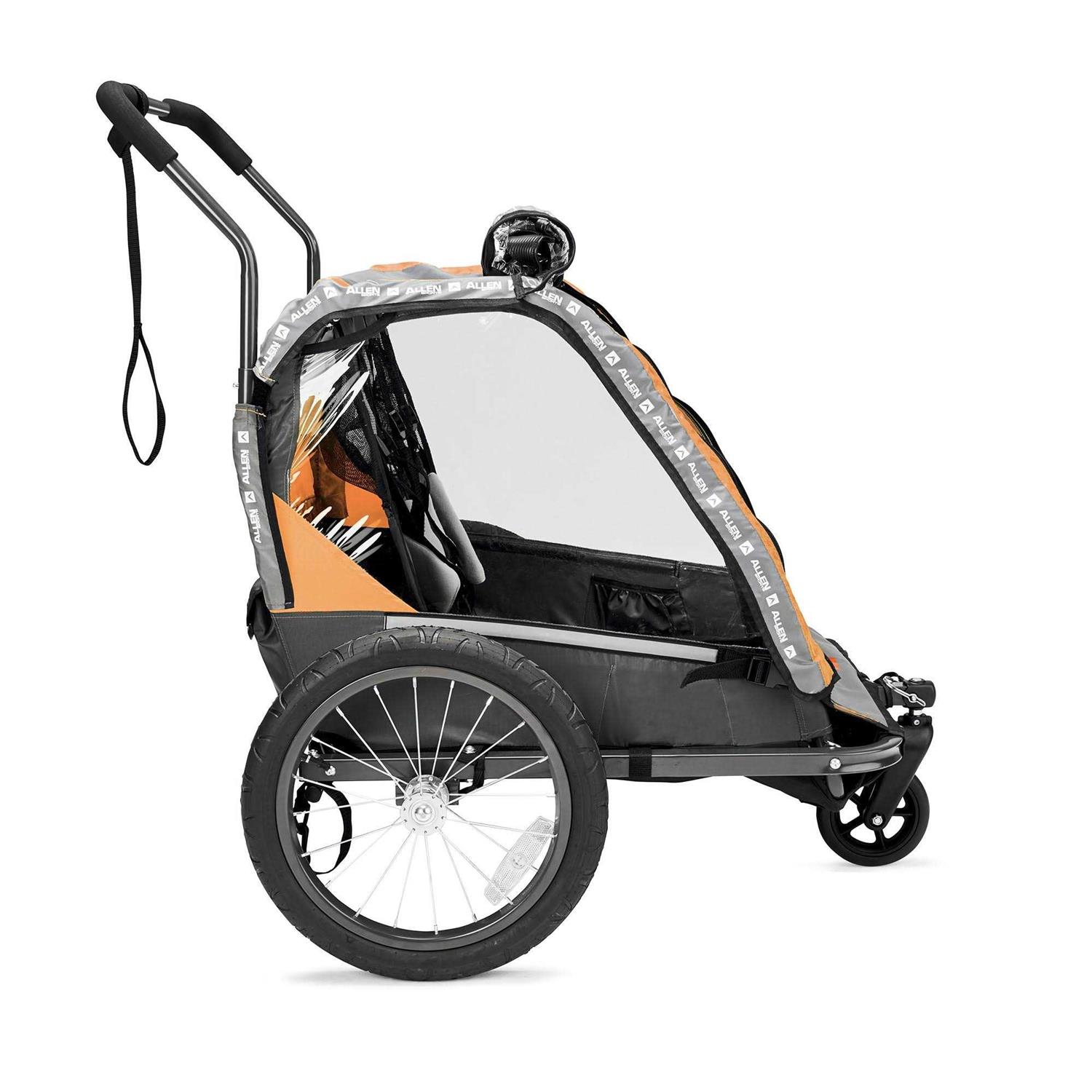 Allen Sports Deluxe 2-Child Bicycle Trailer &amp; Stroller, max capacity 100 lbs, Model As2, Green - Sports Supplies Online Store