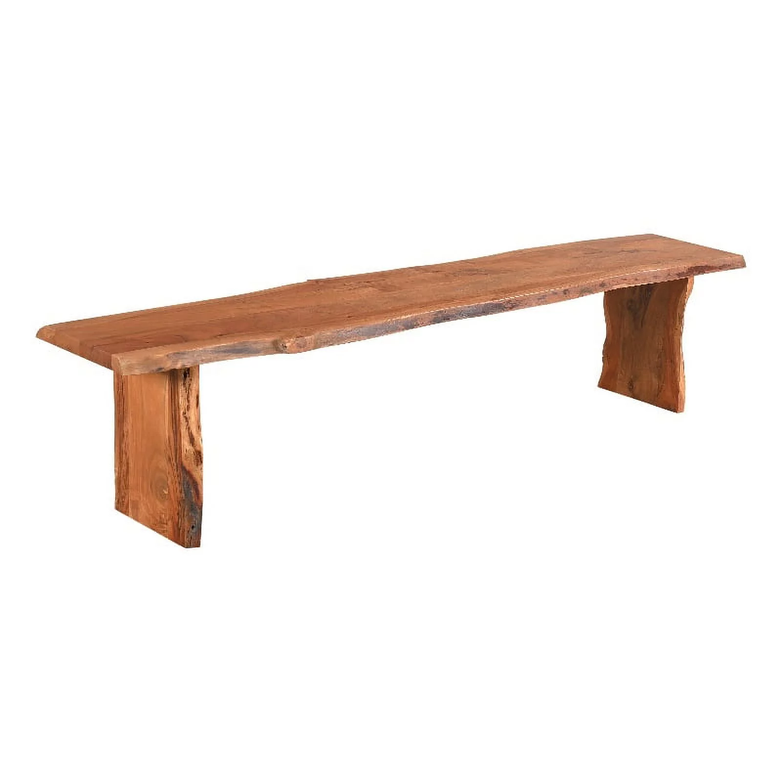 Taran Designs Harper 85" Live Edge Solid Wood Bench in Brown